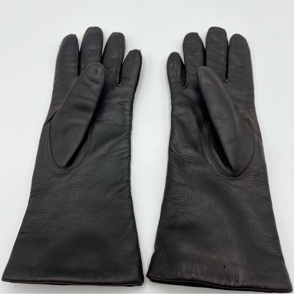 Vintage Women's Brown Leather Gloves - Size 6 1/2-7 Lined Winter Good Condition